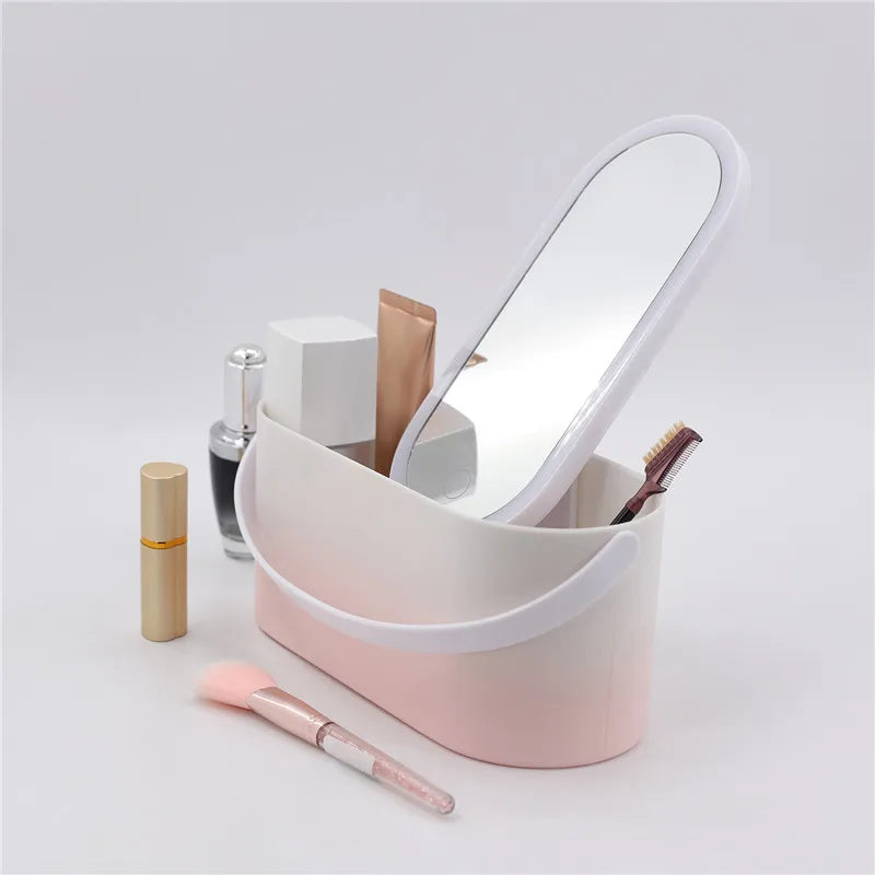 💡 Espejo de Maquillaje LED Portátil con Caja Cosmética – Diseño Plegable y Luz Ajustable ™