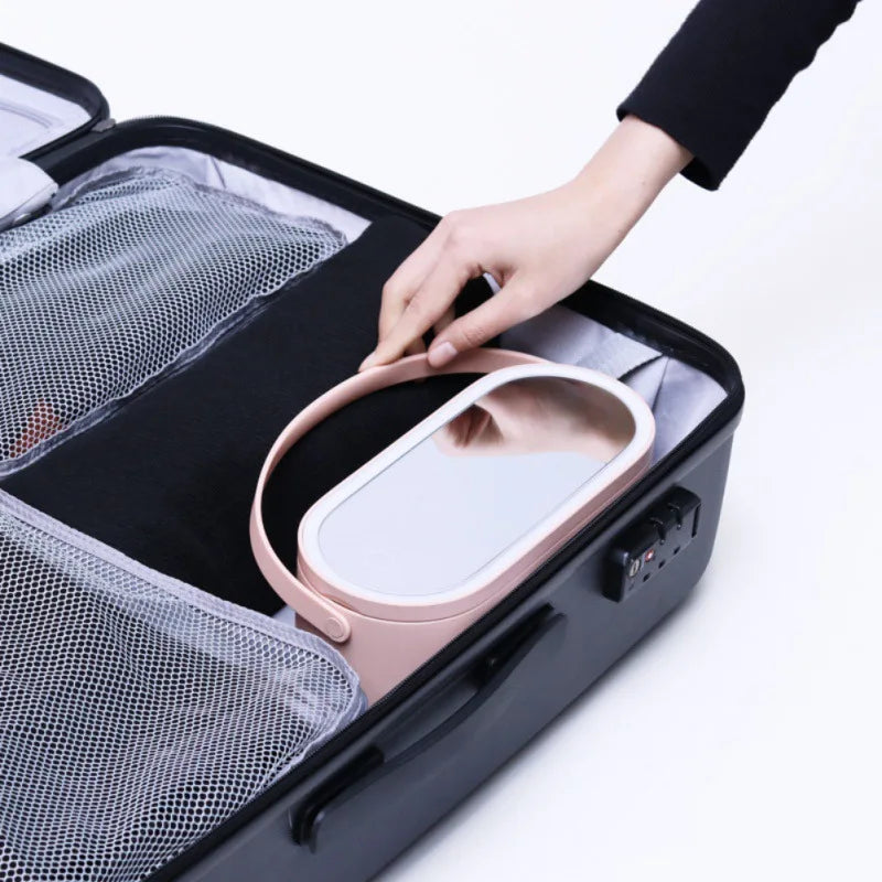 💡 Espejo de Maquillaje LED Portátil con Caja Cosmética – Diseño Plegable y Luz Ajustable ™