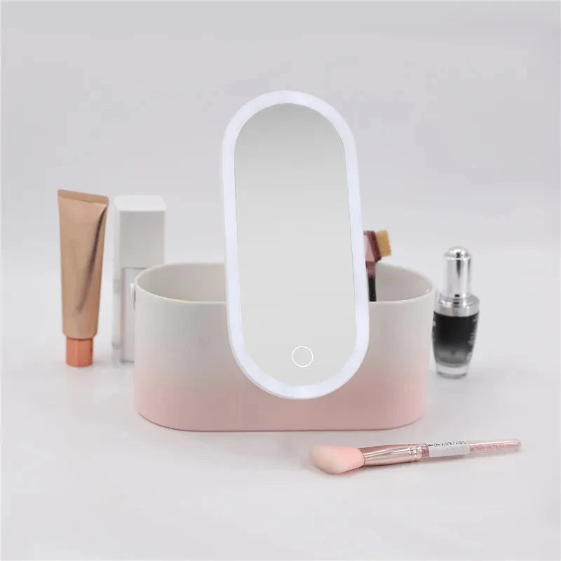 💡 Espejo de Maquillaje LED Portátil con Caja Cosmética – Diseño Plegable y Luz Ajustable ™