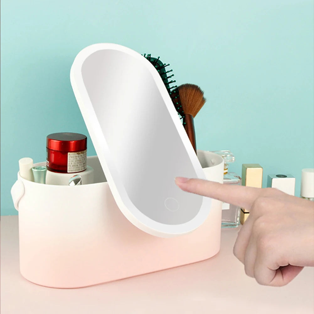 💡 Espejo de Maquillaje LED Portátil con Caja Cosmética – Diseño Plegable y Luz Ajustable ™