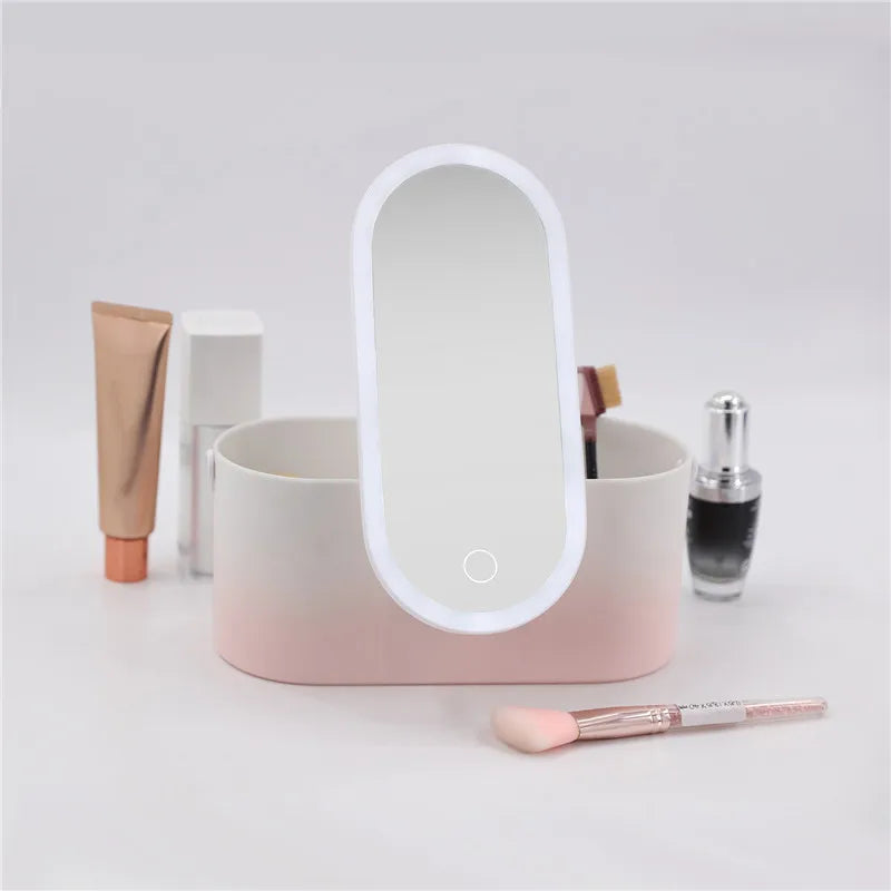 💡 Espejo de Maquillaje LED Portátil con Caja Cosmética – Diseño Plegable y Luz Ajustable ™