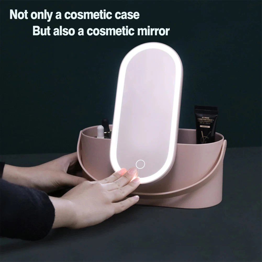 💡 Espejo de Maquillaje LED Portátil con Caja Cosmética – Diseño Plegable y Luz Ajustable ™